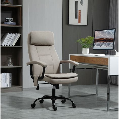 Silla de oficina ergonómica con función masaje, altura regulable, función balancín, beige HAVRYA (1/5)