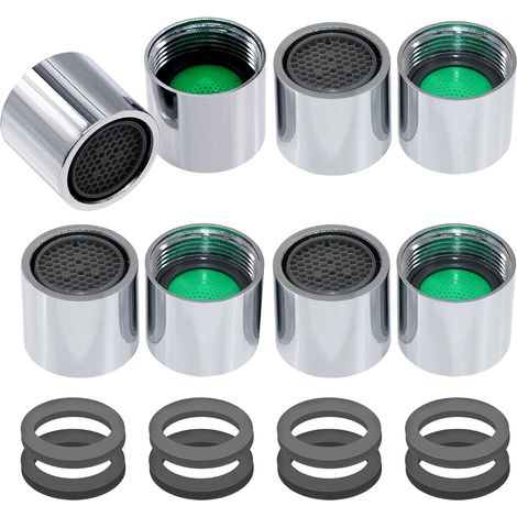 Lot de 8 aérateurs M18 pour robinets – Économiseur d’eau avec joints pour cuisine et salle de bain, compatible avec la plupart des robinets.