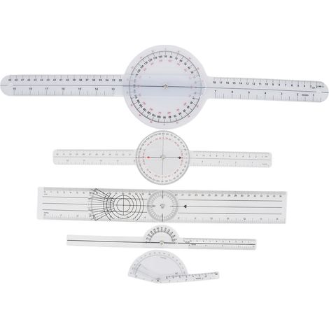 5 pièces rapporteur d'angle orthopédique en plastique transparent, goniomètre spinal pour mesure corporelle (1/5)
