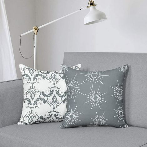 Lot de 2 coussins décoratifs gris avec garnissage, coussin moderne 18 x 18 pouces pour intérieur et extérieur, déco maison (1/5)