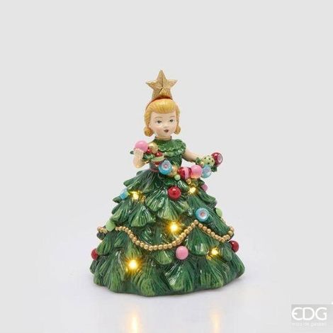 EDG Enzo De Gasperi Lady Pino Natalizia LED H20 Ø15 cm Verde Mix – Decorazione di Natale (1/3)