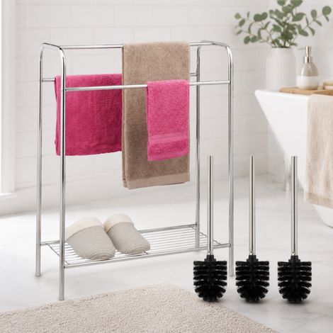 Badezimmer-Set (2-teilig) - Handtuchhalter mit Ablage & WC-Bürsten-Set (3-teilig) (1/5)