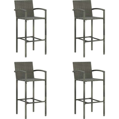 Lot de 4 Chaises de bar Tabourets de bar - Tabouret Haut Gris Résine tressée BV214603 - BonneVie (1/5)