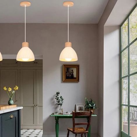 Lampe Suspension - - Moderne - Métal et Bois - Style Vintage - E27 60W (1/5)