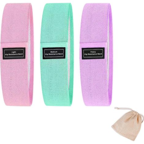 Lot de 3 bandes de fitness en tissu - Bandes de résistance pour jambes et fesses - Bande de gymnastique pour la musculation, le renforcement musculaire, le yoga et le Pilates (1/5)