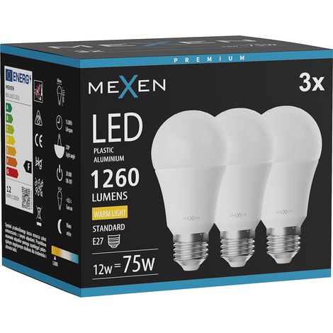 Mexen Nova 3x Ampoule LED E27, A60, 12W, Chaude - 3000K, 1260 lm - L100-E27-1230-01x03 (1/3)