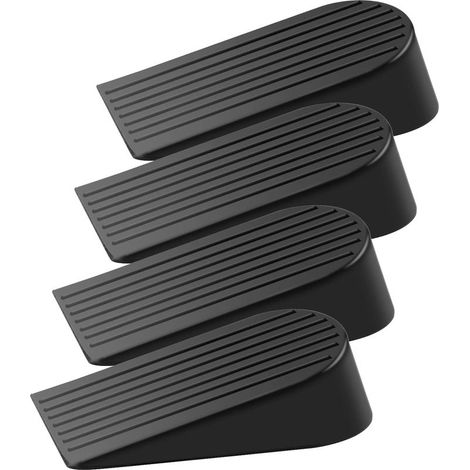 Set of 4 extra-large, robust, black rubber doorstops for floors large, non-slip doorstops for patios, outdoor areas, homes, offices and garages. (1/5)
