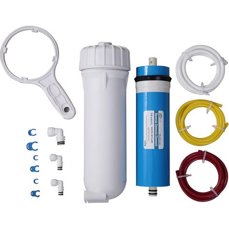 3012-400GPD Reverse Osmosis Membrane Housing Kit with 3/8 1/4 Quick Connector, Water Pipe, Wrench Compatible with Residential Home Water Filtration System (1/5)