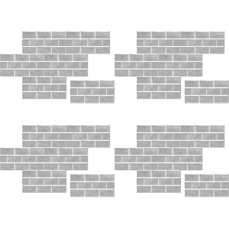 papier peint auto-adhésif imitation carrelage feuille de autocollante rétro peler et coller x 24 pièces 15cm 30cm Pvc Gris (1/5)