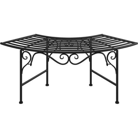 vidaXL Banco de jardín de acero negro 113 cm (1/2)