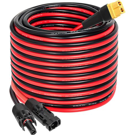 1 Câble Extension Solaire, Connecteur XT60, Fil Cuivre 10 AWG, PVC Résistant, Pour Panneau Station Portable (1/5)