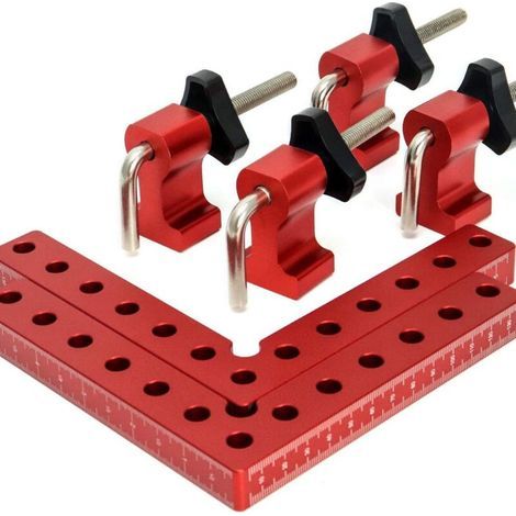 2PCS Carré de serrage, Carré de positionnement à 90° pince angulaire droite, 14 x 14cm aluminium travail du bois outil de serrage angulaire carré pour cadre photo boîte tiroirs (1/5)