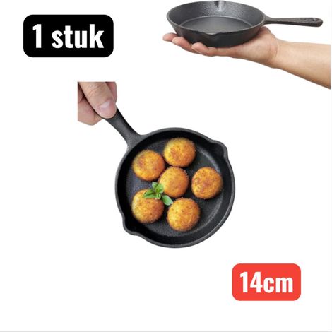 Mini poêle à frire en fonte 14 cm avec revêtement antiadhésif, tous feux, noire (1/5)
