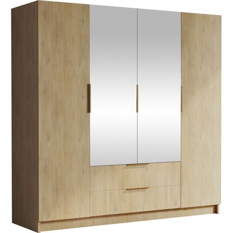 Armario Closico Cadron II, Roble, 216x200x60cm, Puertas de armario: Con bisagras, Número de estantes: 0