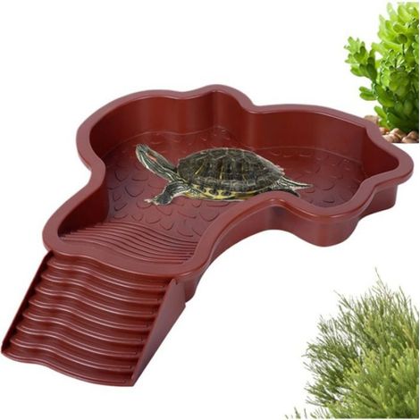 Piscine Tortue Terrestre Mangeoire,Plat d'eau Bassin pour Tortue de Piscine avec Rampe,Bol d'eau pour Reptiles avec Échelle,Bassin (1/4)