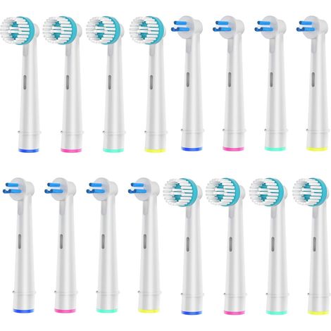 8 Têtes Brossette de Rechange Ortho Care et 8 Têtes Brossette de Rechange Interspace, Compatibles avec Oral-B Brosse a Dent Electrique.(paquet de 16,Blanc) (1/5)