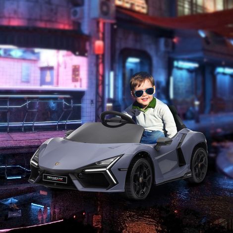 Voiture électrique pour enfants de 3 à 5 ans. conduite souple. télécommandée. avec klaxon. en plastique et métal. grise