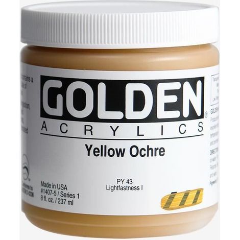 Peinture acrylique - Golden - Jaune Ocre - 236ml - Résistance à la lumière - Consistance épaisse