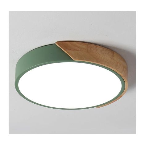 Suspension en acrylique 30 cm - Abat-jour rond avec lumière blanche chaude, LED 24 W (220 V), convient pour les couloirs, les cuisines, les chambres ou les salles à manger (Vert) (1/4)