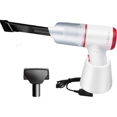 Aspirateur de voiture sans fil, mini aspirateur portable haute puissance, pour la maison et la voiture (Socle de chargement sans fil blanc ivoire Mode double usage domestique) (1/5)