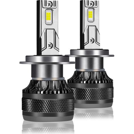 Ampoules Phare LED Auto H7 Haute Puissance, Puces CSP 300% Plus Lumineuses, 1:1 Plug & Play, 12V Universel, Lot de 2 (1/4)