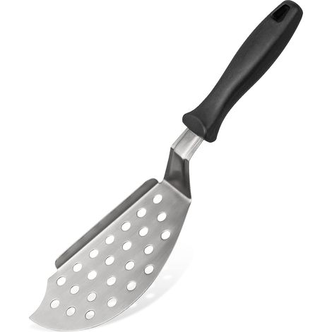 Spatule de cuisine pour poisson, spatule cuisine, spatule perforée pour plancha, spatule plancha, spatule inox, ustensile de cuisine, Acier inoxydable, Plastique, 33,5 cm (1/5)