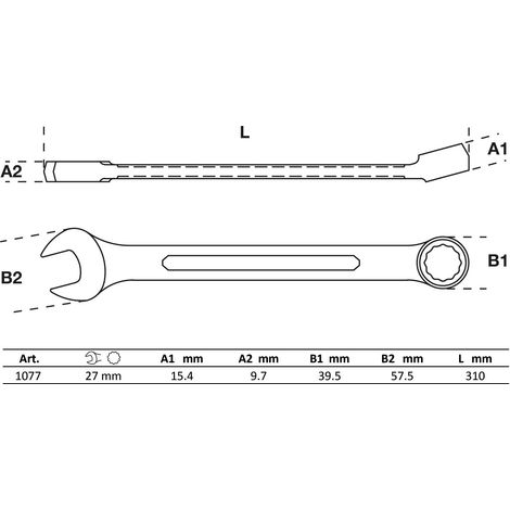 BGS clé polygonale à fourche et à anneau SW 27 mm - 1077