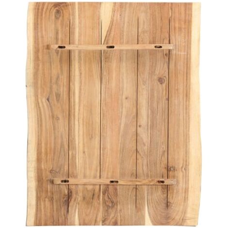 Piano da tavolo in acacia massiccia 80x(50-60)x3,8 cm – Superficie levigata e laccata – Venature naturali e bordi vivi (1/5)