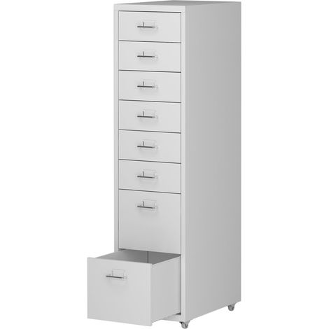 Cassettiera da ufficio armadio mobile portaoggetti con rotelle con 8 cassetti 109 x 28 x 41 cm bianco 030009111
