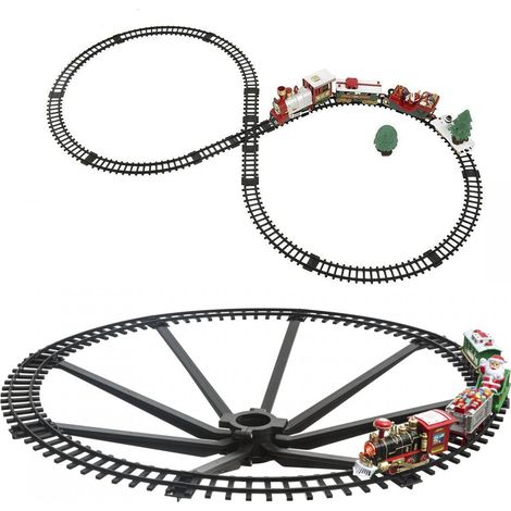 Train de Noël décoratif pour arbre – Piste de 89 cm – 33 pièces avec locomotive et accessoires lumineux – Fonctionne sur piles – Mediawave Store (1/5)