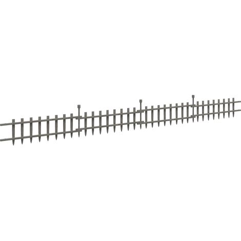 4-Piece Grey Wooden Garden Fence Landscape Edging for Outdoor Decor and Plant Protection