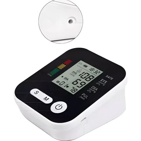 Monitor de presión arterial, pantalla LCD, precisión de medición ±3 mmHg, compatible con brazos de 22 a 42 cm, funcionamiento con un solo botón, pantalla retroiluminada. (1/5)