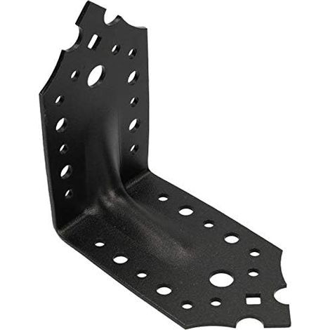 KOTARBAU Connecteur d'angle 115x115x65mm avec nervure équerre perforée renforcée équerre de fixation assemblage bois revêtement en poudre couleur noire décoratif