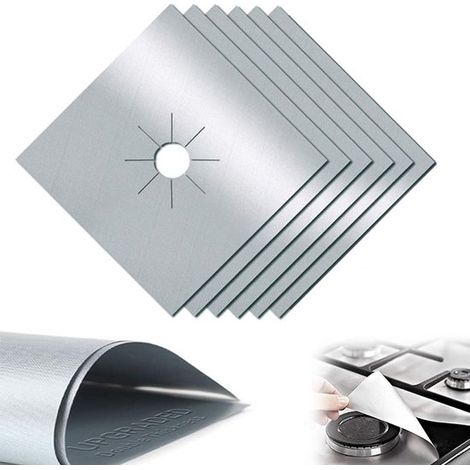 6 Stück Teflon Silber Kochfeld Gasschutzplatten, Gasschutz für Gasherde, Gasschutz gegen Korrosion und Verkleben für die Küche (1/5)