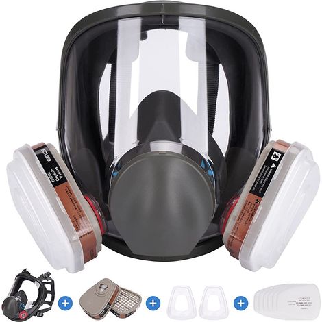 Masque Anti Poussiere Facial Intégral - Respirateur Réutilisable avec Filtres pour La Peinture au Pistolet, Les Produits Chimiques, Le Ponçage