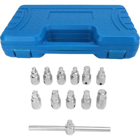Lot de 12 douilles clés de vidange en acier pour bouchons carter huile moteur boîte vitesses essieu arrière outils réparation auto (1/5)