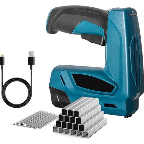 Brad Nailer Cordless Staple Gun, 2-in-1 Electric Nail Gun with Micro USB Cable, 3.7V Power Upholstery Staples, 1000 Pieces per Staple/Nail (1/5)