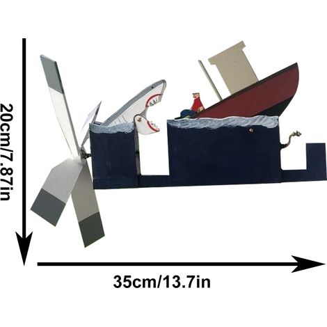 Décoration de jardin en forme de requin avec girouette, moulin à vent et ornement pour terrasse ou jardin extérieur. (1/5)