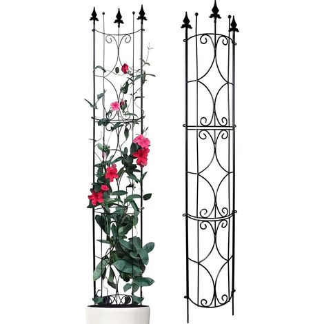 Metal Garden Trellis for Climbing Plants Supporto per Vasi, 182 cm H x 31 cm W, Nero/Bianco, per Interno Ed Esterno, Balcony, Terrazzo e Giardino, Set da 2 Pezzi (1/5)