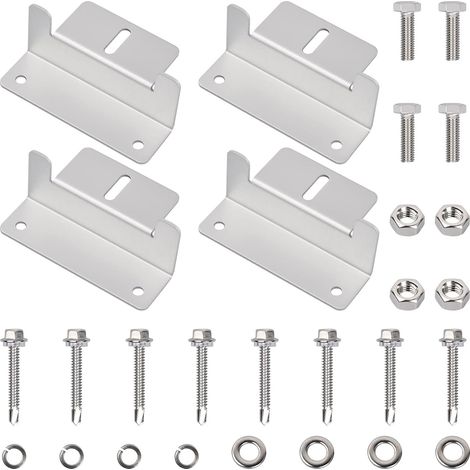 Lot de 4 Support De Montage De Panneau Solaire en forme de Z avec écrous et Vis systèmes de fixation en alliage d'aluminium (1/5)