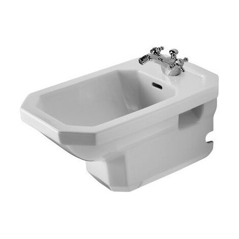 Bidet mural 1930avec trop plein plage de robinettrie 360x580mm 1 trou de robinetterie blanc