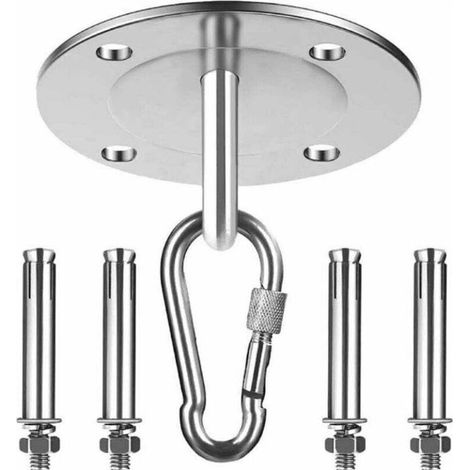 Vtizikl support de hamac en acier inoxydable plateau de fixation sac de sable boucle de fixation support de charge plateau de suspension rond - plateau de fixation + 4 x clous à expansion m8 + 1 x bou (1/4)