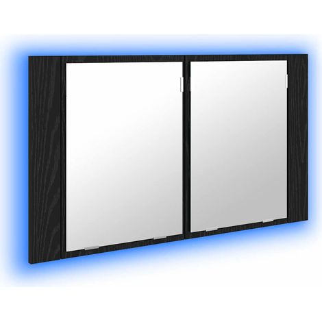 Badezimmerspiegelschrank Schwarz Eichen-Optik 80 x 12 x 45 cm vidaXL