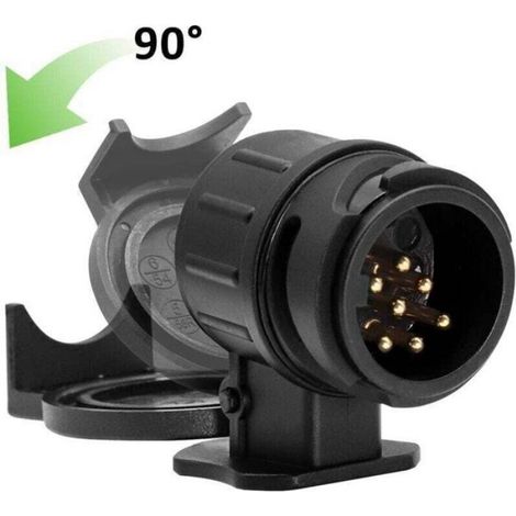 Adaptateur Prise Remorque - 13 Broches vers 7 Broches - Étanche Renforcé - Verrouillage 90° - Nylon - 1 Pièce (1/4)