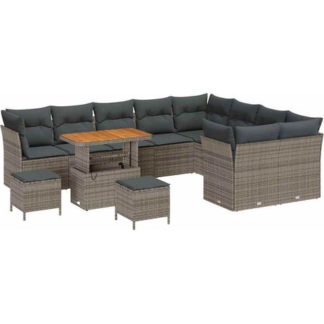 Maison Exclusive - Set Divano da Giardino 12 pcs Grigio polyrattan