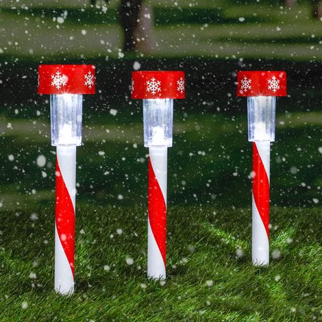 LED Solar Weihnachts-Gartenstecker - 3er Set - weihnachtliche Solar Gehweg Lampen