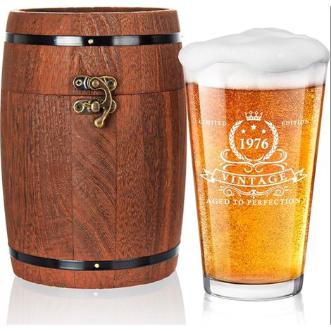 Cadeau Anniversaire 50 Ans - Verre à Bière 450 ml avec Coffret Tonneau - Idée Cadeau Unique pour Homme, Papa, Papy ou Ami (1/5)