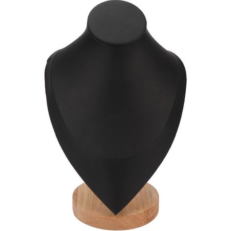 Présentoir à colliers multifonctionnel et élégant en bois, buste à bijoux noir, idéal pour la maison, les bijouteries et les salons professionnels. (1/5)