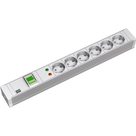 BACHMANN 19" PVC 6xCEE7/3 1xSchalter 1xSPD Strom 2,0m CEE7/7, 333.605