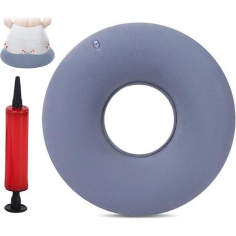 Bouée Coccyx Gonflable,Donut Coccyx Coussin Hémorroïdes Pompe,Assise Anneaux Coussin Fesses Douloureuse,Assise Orthopédique - Gris (1/4)